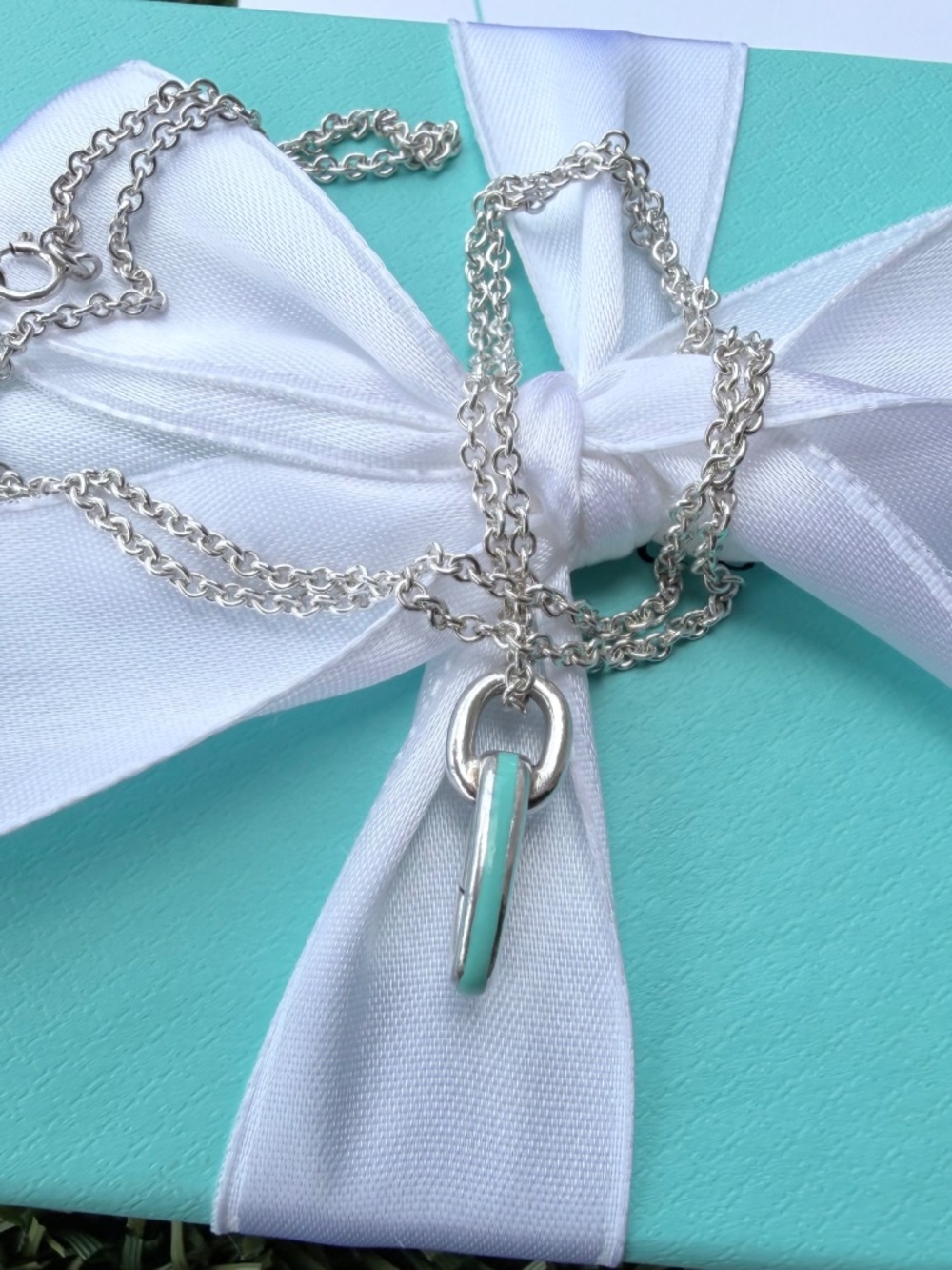 Tiffany & Co Blue Clasp on a THICK Link Chain, 20 inch
